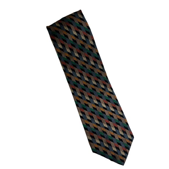 Pierre Balmain Couture 100% Silk Necktie Multicolor Geometric Woven Tie - Picture 1 of 6
